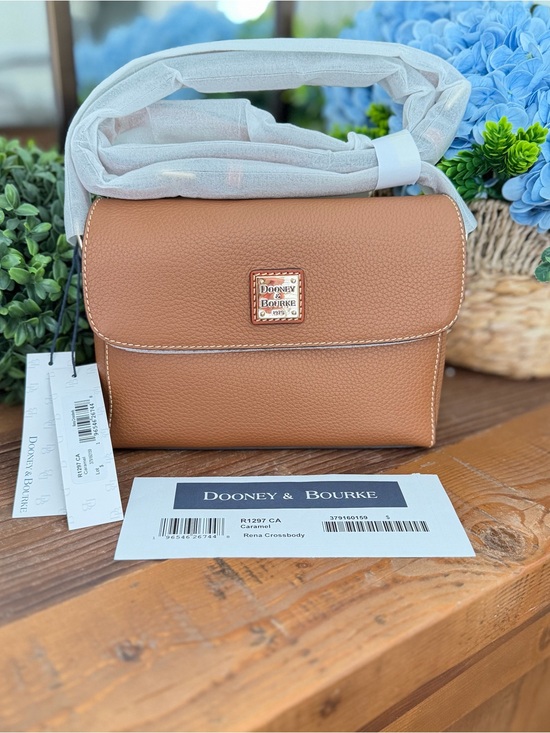 Dooney & Bourke Handbags - Dooney & Bourke Caramel Pebble Grain Rena Leather Crossbody Bag
